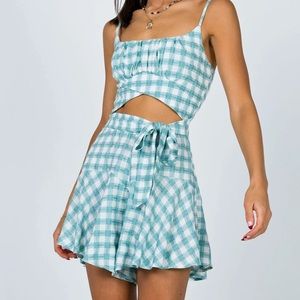 Princess Polly Nicole Green Check Playsuit